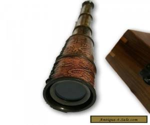 Item nautical solid brass spy glass telescope with decorative wood box ~ gift TC 033 for Sale
