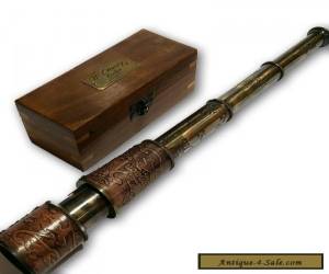 Item nautical solid brass spy glass telescope with decorative wood box ~ gift TC 033 for Sale