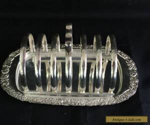 Item VINTAGE SILVER PLATE TOAST RACK FIXED UNDERPLATE for Sale