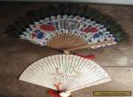2 - Antique Chinese Hand Painted Hand Fan - Peacock Feathers for Sale