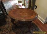 Antique Victorian Era Walnut Table with Carved Figural Legs & Inlay  for Sale