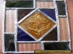 VINTAGE VICTORIAN LEADED  RECTANGULAR COLOURED GLASS PANEL 9"x6" for Sale