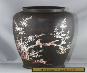 Item Stunning Hand Painted Hand Tooled Antique Chinese Wooden Vase for Sale