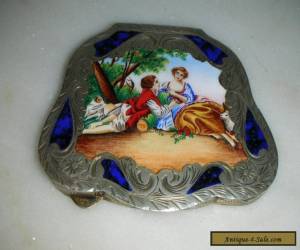 Item ANTIQUE ITALIAN SOLID SILVER & ENAMEL POWDER COMPACT for Sale