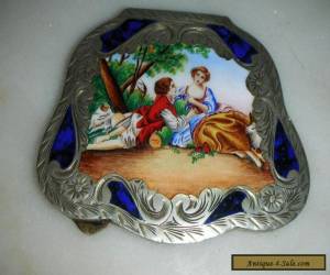 Item ANTIQUE ITALIAN SOLID SILVER & ENAMEL POWDER COMPACT for Sale