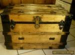 1800's Antique Victorian Flat Top Steamer Trunk with Lift Out Tray for Sale