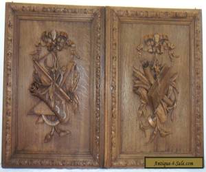 Item pair  antique FRENCH wood door panel  carved style  LOUIS XVI for Sale