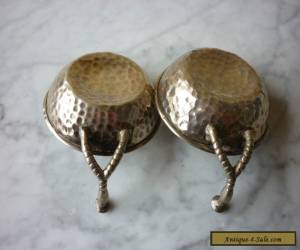 Item Vintage Pair Beaten Sterling Silver Cigar Ashtrays With Handle  for Sale