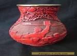 Vintage Chinese Cultural Revolution Cinnabar Lacquer Vase Military Soldiers Guns for Sale
