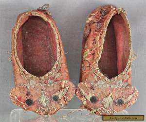 Item Exquisite Antique Chinese Hand Embroidered Children Cloth Shoes Circa 1880s for Sale