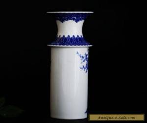 Item Chinese Blue and white Hollow Hand-Painted Vase w Qianlong Mark for Sale