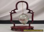 Vintage Chinese Glass Egg w/ Wood Stand for Sale