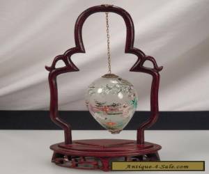 Item Vintage Chinese Glass Egg w/ Wood Stand for Sale