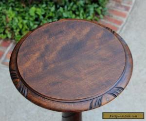 Item Antique English Carved Oak Turned Post Pedestal Display Table Plant Stand #2 for Sale