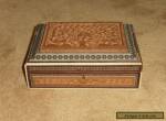 ANTIQUE ANGLO INDIAN SANDALWOOD & SADELI MOSAIC HAND CARVED LARGE BOX MID 19th C for Sale