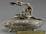 Chinese Old Handwork Tibet Silver Carved Dragon Incense Burner for Sale