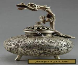 Item Chinese Old Handwork Tibet Silver Carved Dragon Incense Burner for Sale