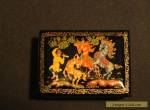 Vintage Antique Hand Painted Signed Russian Lacquer Box  for Sale