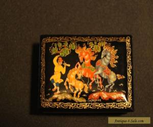 Item Vintage Antique Hand Painted Signed Russian Lacquer Box  for Sale