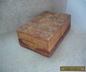 Item AN OLD VINTAGE ITALIAN WOODEN BOX WITH A LEATHER DESIGNED COVER for Sale