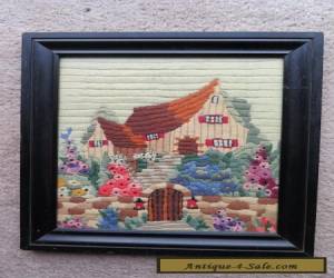 Item Vintage Antique 1930s? framed embroidery needlepoint picture canvas work ? for Sale