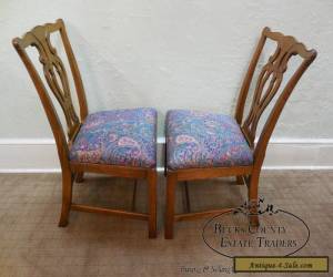 Item Baker Solid Oak Set of 8 Chippendale Style Dining Chairs for Sale