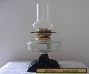 Item Antique Oil Lamp With Cast Iron Base for Sale