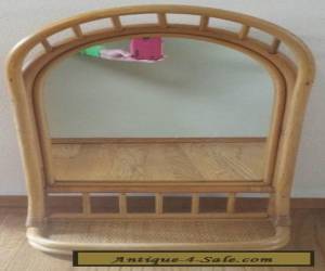 Item Vintage Boho Mid Century Modern Rattan Bamboo Mirror With Shelf for Sale