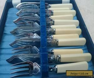 Item Silver Plate Boxed Faux Bone Cutlery Set for Sale