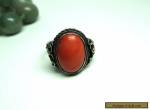 Old  Chinese adjustable silver & coral ring for Sale
