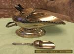 LOVELY HAND ENGRAVED SILVER-PLATED SUGAR BOWL, SHAPE OF A COAL SCUTTLE + SHOVEL! for Sale