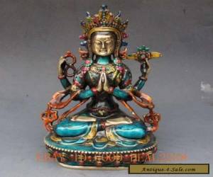 Item Chinese Cloisonne Handwork Carved Four armt Tara Buddha Statue for Sale