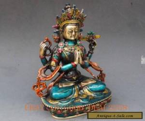 Item Chinese Cloisonne Handwork Carved Four armt Tara Buddha Statue for Sale