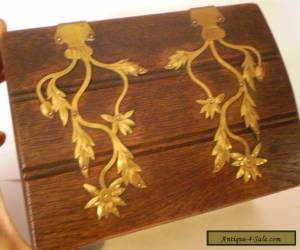 Item ANTIQUE, OAK JEWELLERY BOX WITH BRASS DECORATION..... for Sale