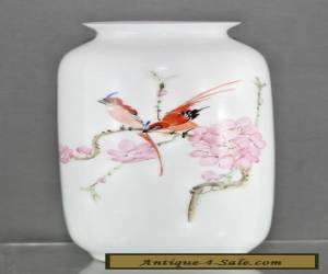 Item Delicate Vintage Chinese Hand Painted Fine Eggshell Porcelain Vase Circa 1950s for Sale