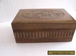 vintage carved wooden box with secret key compartment,  for Sale