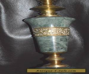 Item VINTAGE BRASS & TURNED GREEN MARBLE TABLE LAMP for Sale