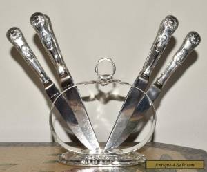 Item Antique Vtg Sterling Silver Repousse Knife Holder w/ 6 Knives for Sale