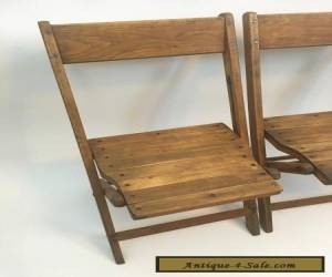 Item Vintage Antique Snyder Wood Oak Wooden Folding Chairs Set of 4 for Sale