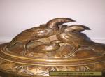 Antique 19th C Swiss Black Forest Carved Wood Jewellery Box With Gropes Of Bird for Sale