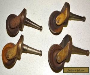 Item Matching Set of 4 Antique Furniture Casters 1" Wood Wheels Hardware Rollers #C for Sale
