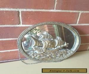 Item VINTAGE Solid Brass NAUTICAL WALL MIRROR SAILING SHIP CLIPPER for Sale