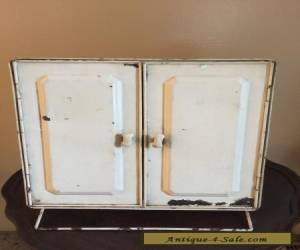 Item Vintage antique shabby Distressed Metal Medicine Bathroom Cabinet Shelves 2 door for Sale