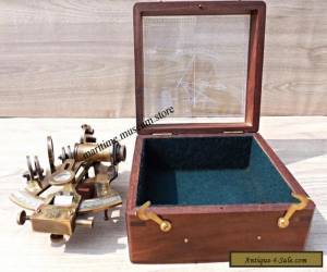 Item Antique Brass Nautical Sextant with wooden Box.. for Sale