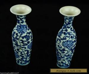 Item One pair Fine Beautiful Chinese Blue and white porcelain vase painting flowers for Sale