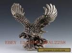  8" China silver carved fina Realize one's ambition eagle Sculpture Statue for Sale