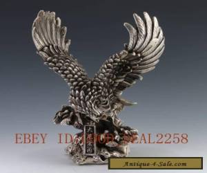 Item  8" China silver carved fina Realize one's ambition eagle Sculpture Statue for Sale