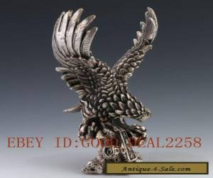 Item  8" China silver carved fina Realize one's ambition eagle Sculpture Statue for Sale