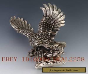 Item  8" China silver carved fina Realize one's ambition eagle Sculpture Statue for Sale