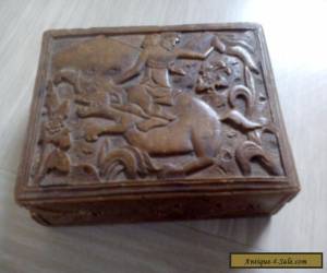 Item vintage wooden box with raised carved picture for Sale